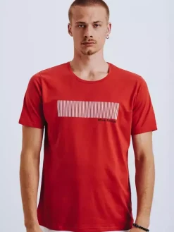 Koszulki Męskie>Dstreet T-shirt męski z nadrukiem czerwony RX4651