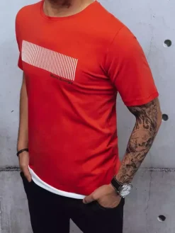 Koszulki Męskie>Dstreet T-shirt męski z nadrukiem czerwony RX4651z