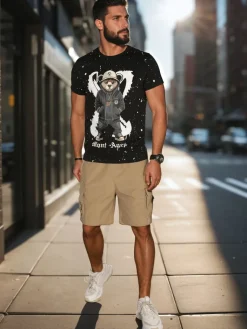 Koszulki Męskie>Dstreet T-shirt męski z nadrukiem czarny RX5655