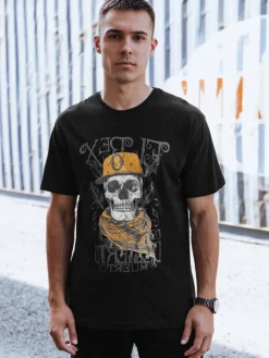 Koszulki Męskie>Dstreet T-shirt męski z nadrukiem czarny RX5617