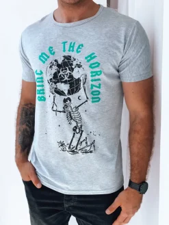 Koszulki Męskie>Dstreet T-shirt męski z nadrukiem jasnoszary RX5262