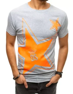 Koszulki Męskie>Dstreet T-shirt męski z nadrukiem jasnoszary RX4361