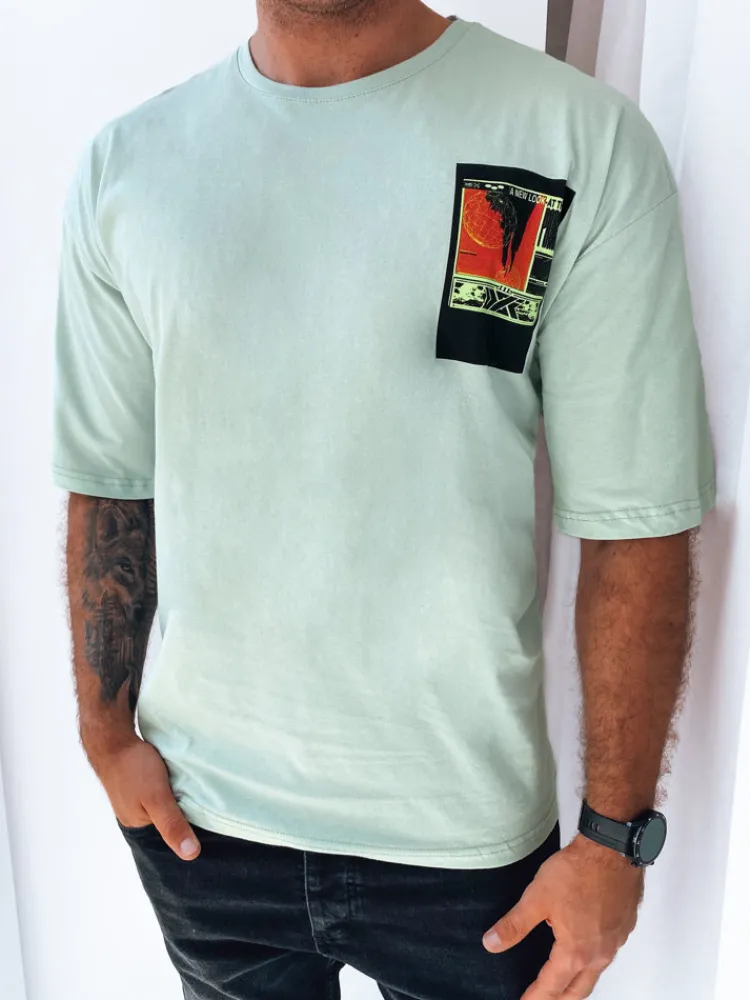 Koszulki Męskie>Dstreet T-shirt męski z nadrukiem miętowy RX5305