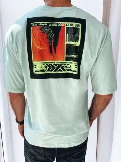Koszulki Męskie>Dstreet T-shirt męski z nadrukiem miętowy RX5305
