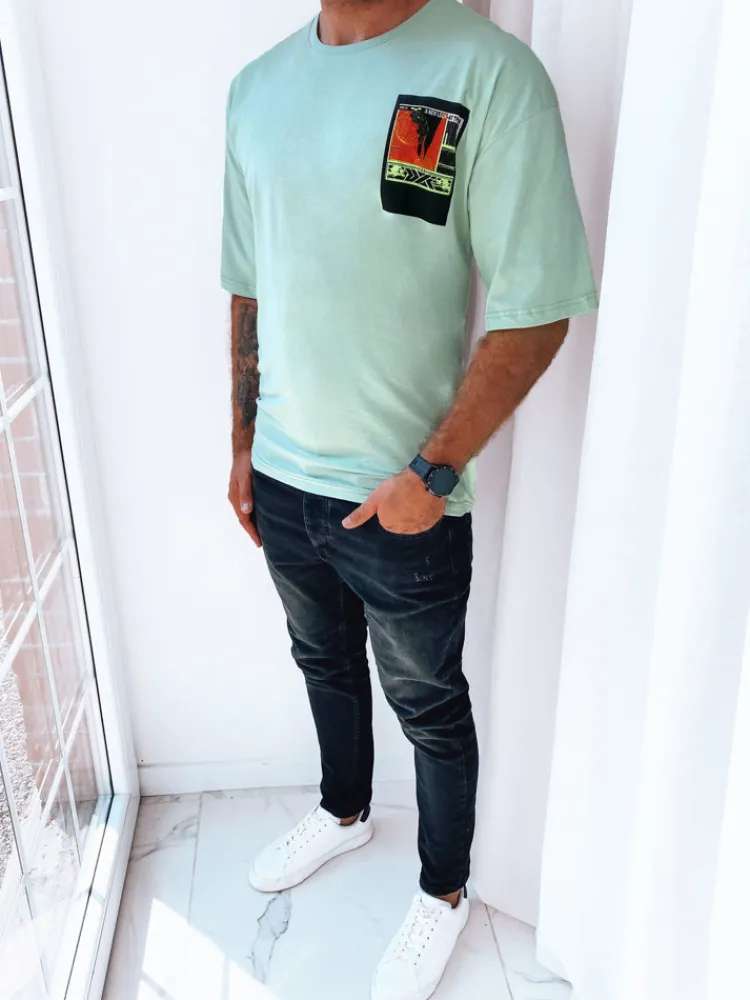 Koszulki Męskie>Dstreet T-shirt męski z nadrukiem miętowy RX5305