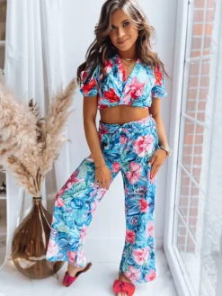 T-Shirty Damskie|Bluzki Damskie>Dstreet Wzorzysty top damski FLOWER BOOM turkusowy RY2230